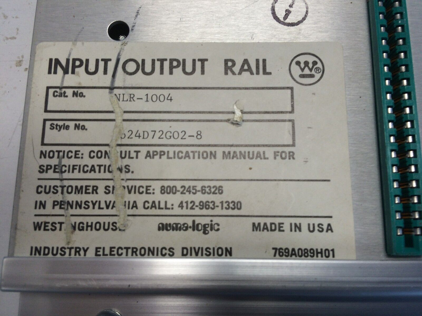 Westinghouse Nlr-1004 Nspp Nlr1004 ,624D72g02-8 Input Output Rail,Bv