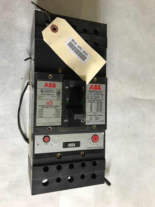 Abb Sp-9954 Circuit Breaker,400 A,3-Pole,600 Vac/250 Vdc,Abb Js,Cu7al 75C,Ta,Aa