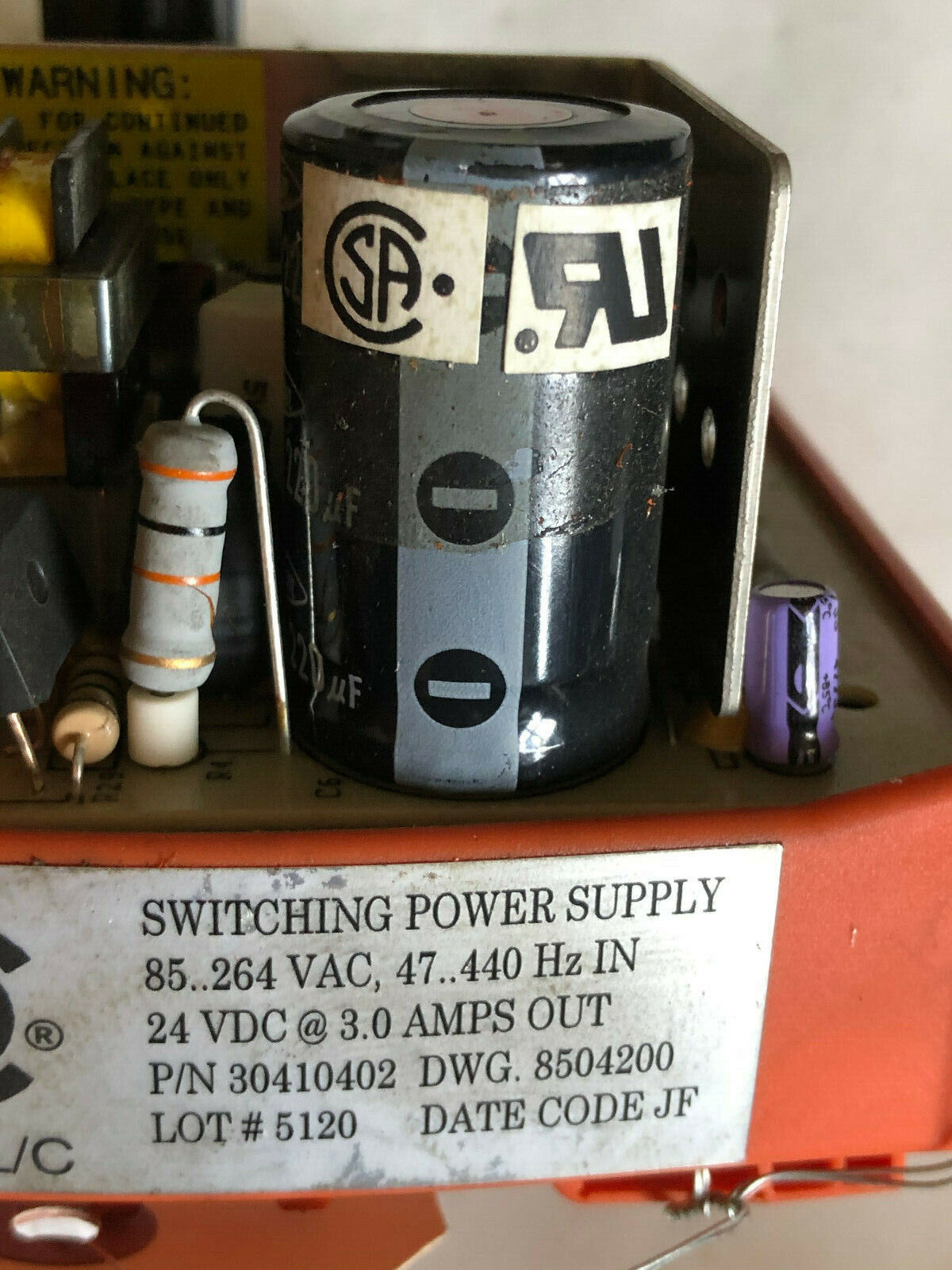 Enterlec Nrtl/C 30410402 Switching Power Supply 24Vdc 3A,85,264Vac,47,8504200,Bk