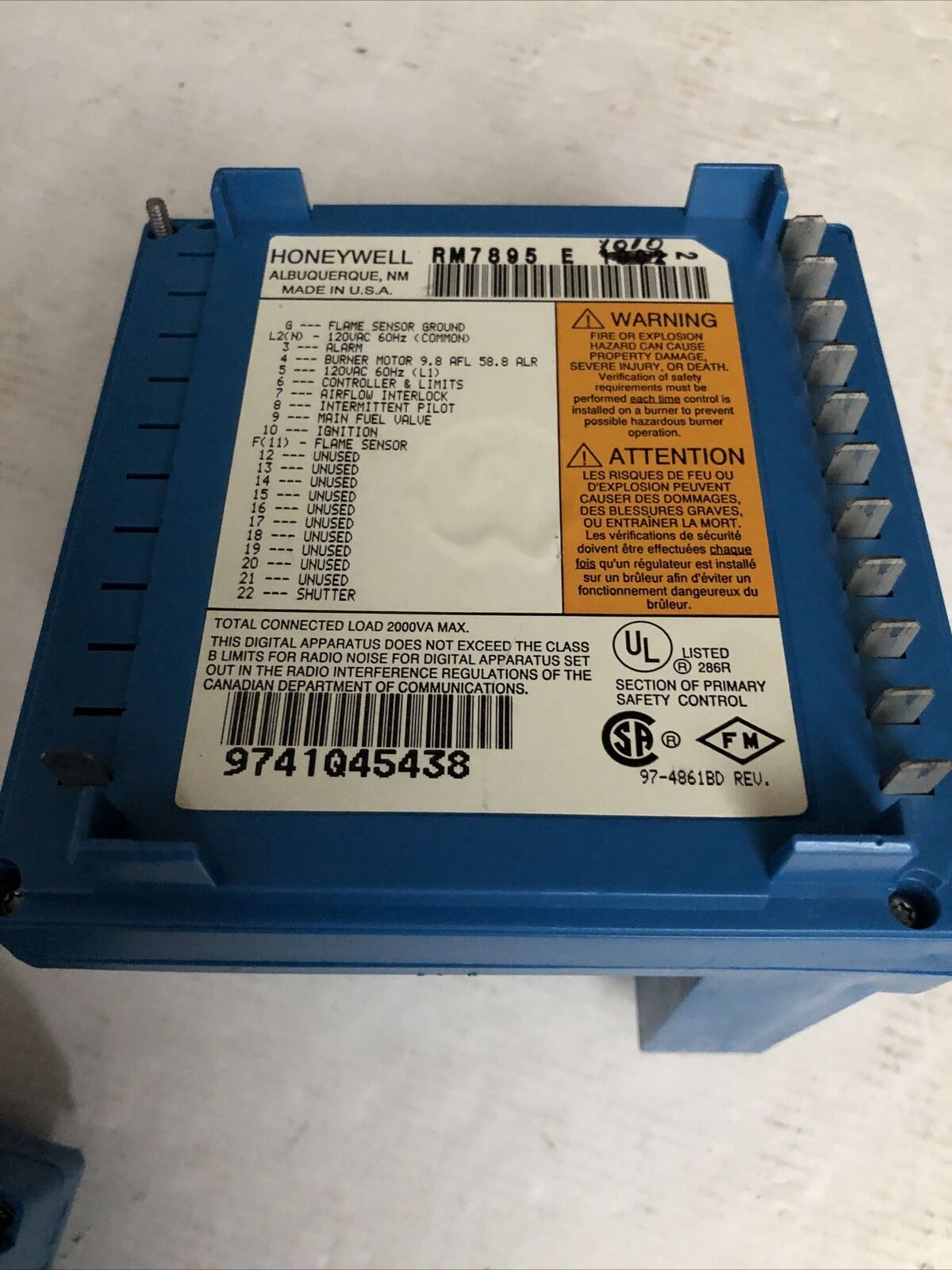 Honeywell Rm7895e1010 Burner Control Rm7895 E 1010 Controller Rm7895e1010,Cv
