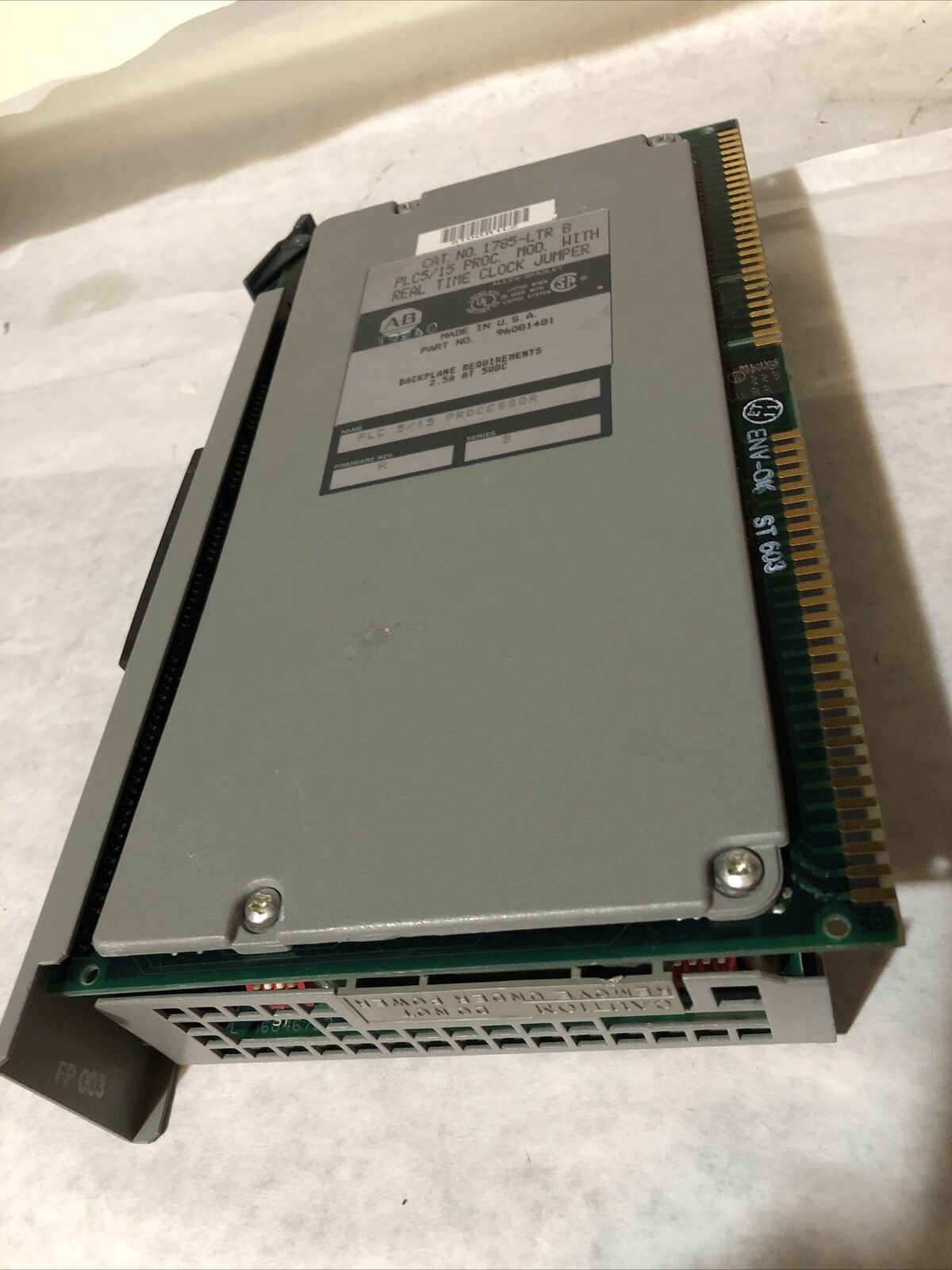 Allen Bradley Processor Plc-5/15 W/Time Clock Jumper 1785-Ltr B,96081481,Bv