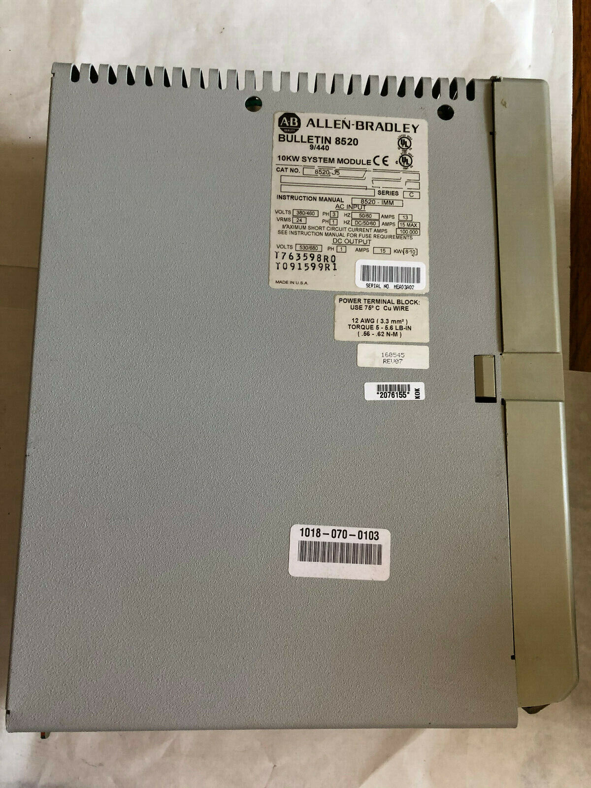 Alen-Bradley 8520-35,1394 Digital Servo Controller,Bulletin 8520 9/440,10Kw,Fe
