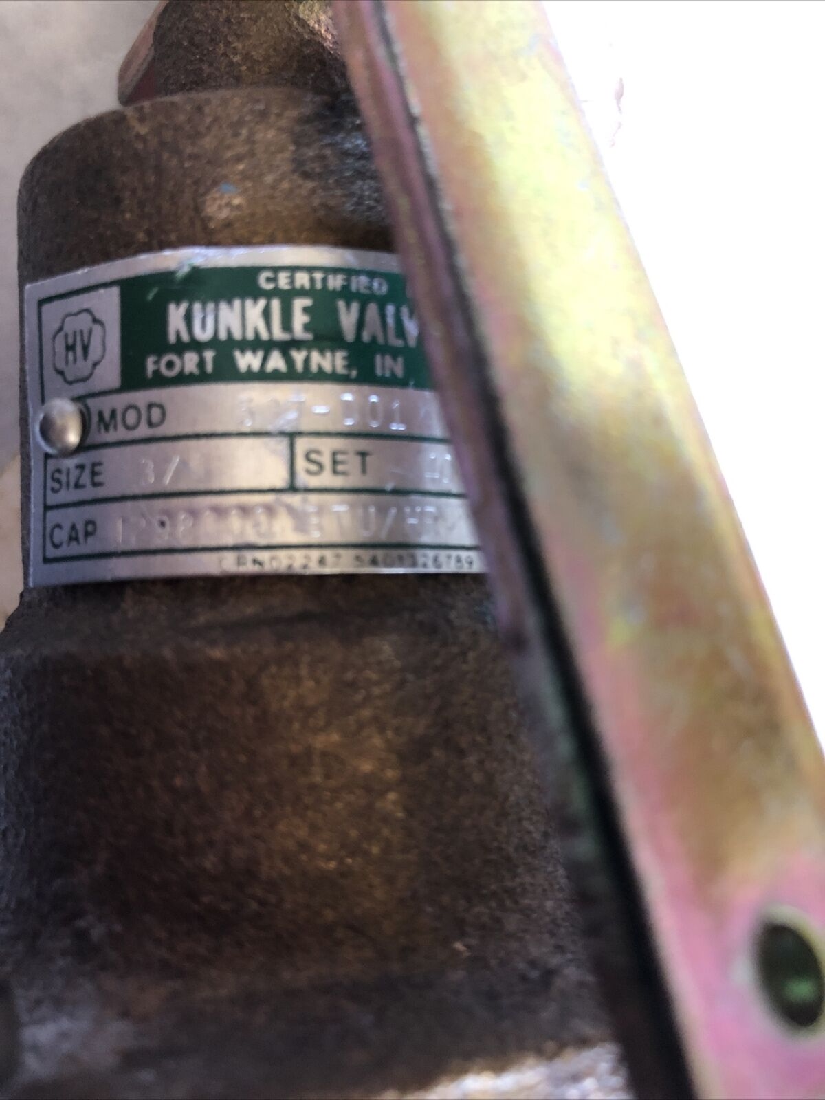 New 3/4" Kunkle 537-001 Safety Relief Valve Set 40 Psig,Fj