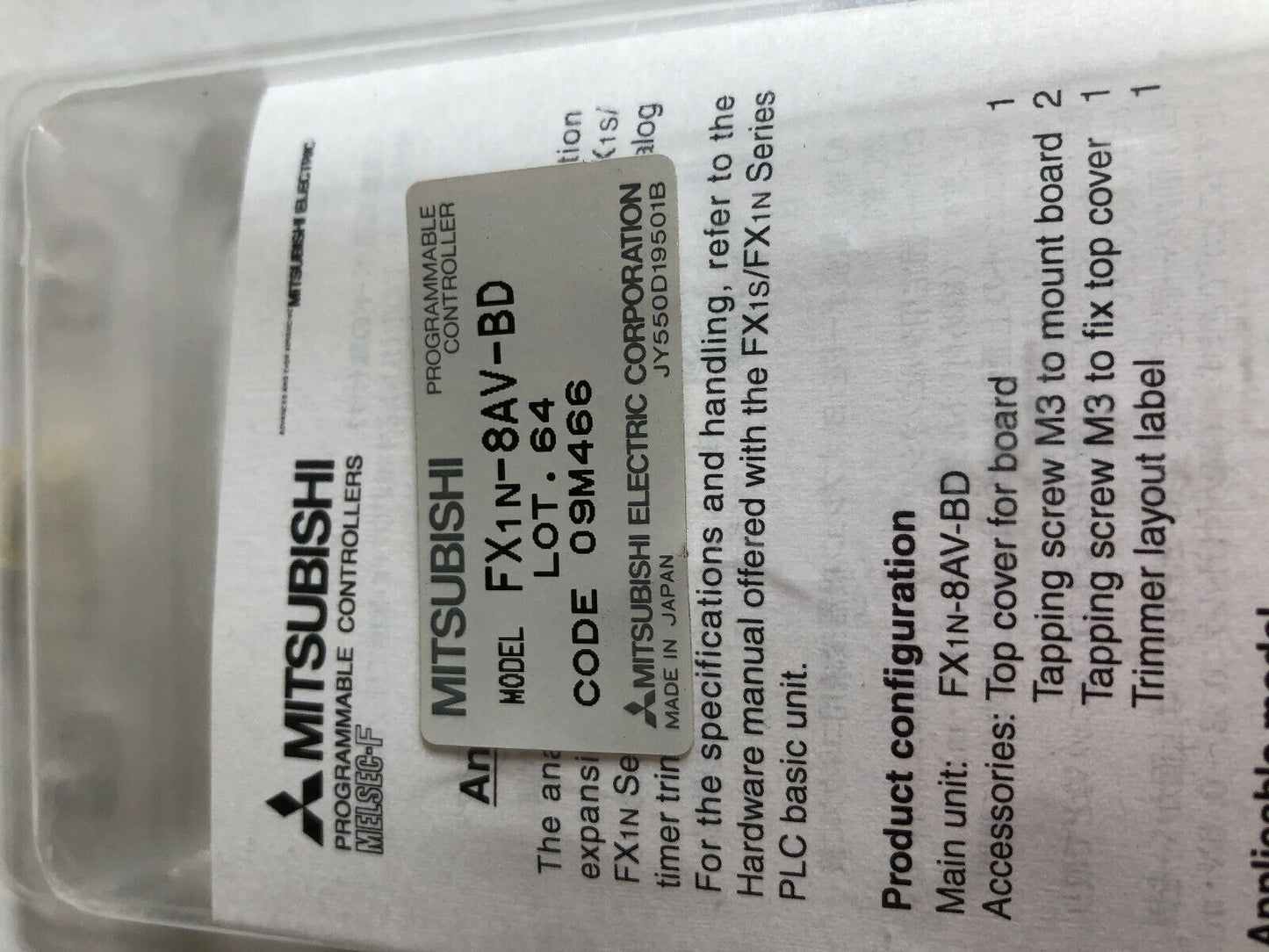 New Mitsubishi Fx1n-8Av-Bd,Melsec Jy331ca7302b,Ss