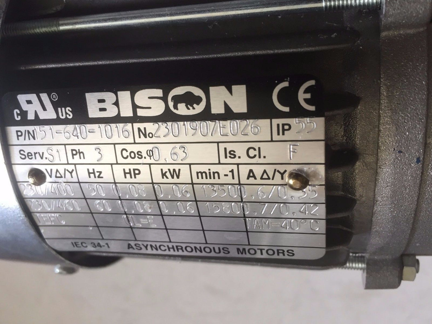 Bison 151-640-1016,017-175-0013 Ac General Purpose Motor, 460V,Cw