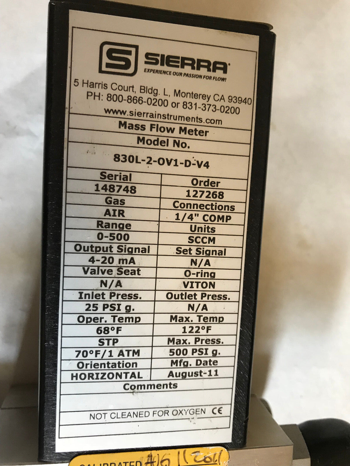 Sierra 830L-2-Ov1-D-V4 Flow Meter  830L-2-0V1-D-V4 Side-Trak,Aa
