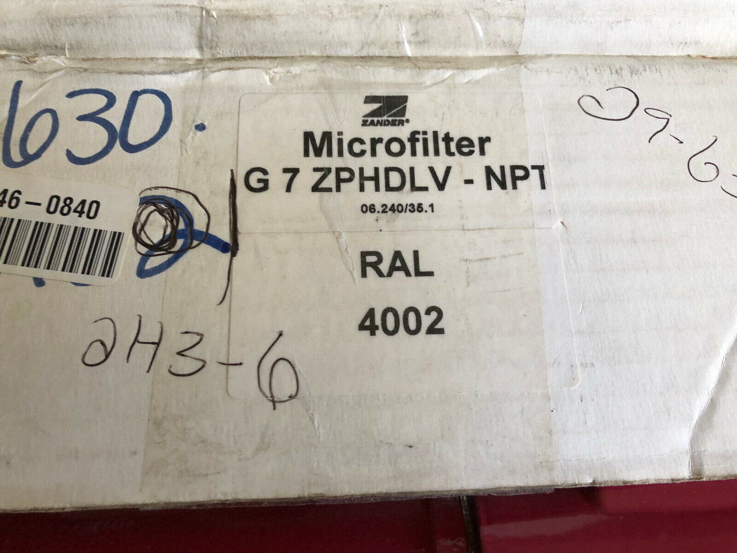 1/2" Npt Zander Microfilter G7 Zphdlv-Npt Ral 4002,1140 Zplv Filter Regulator,Cg