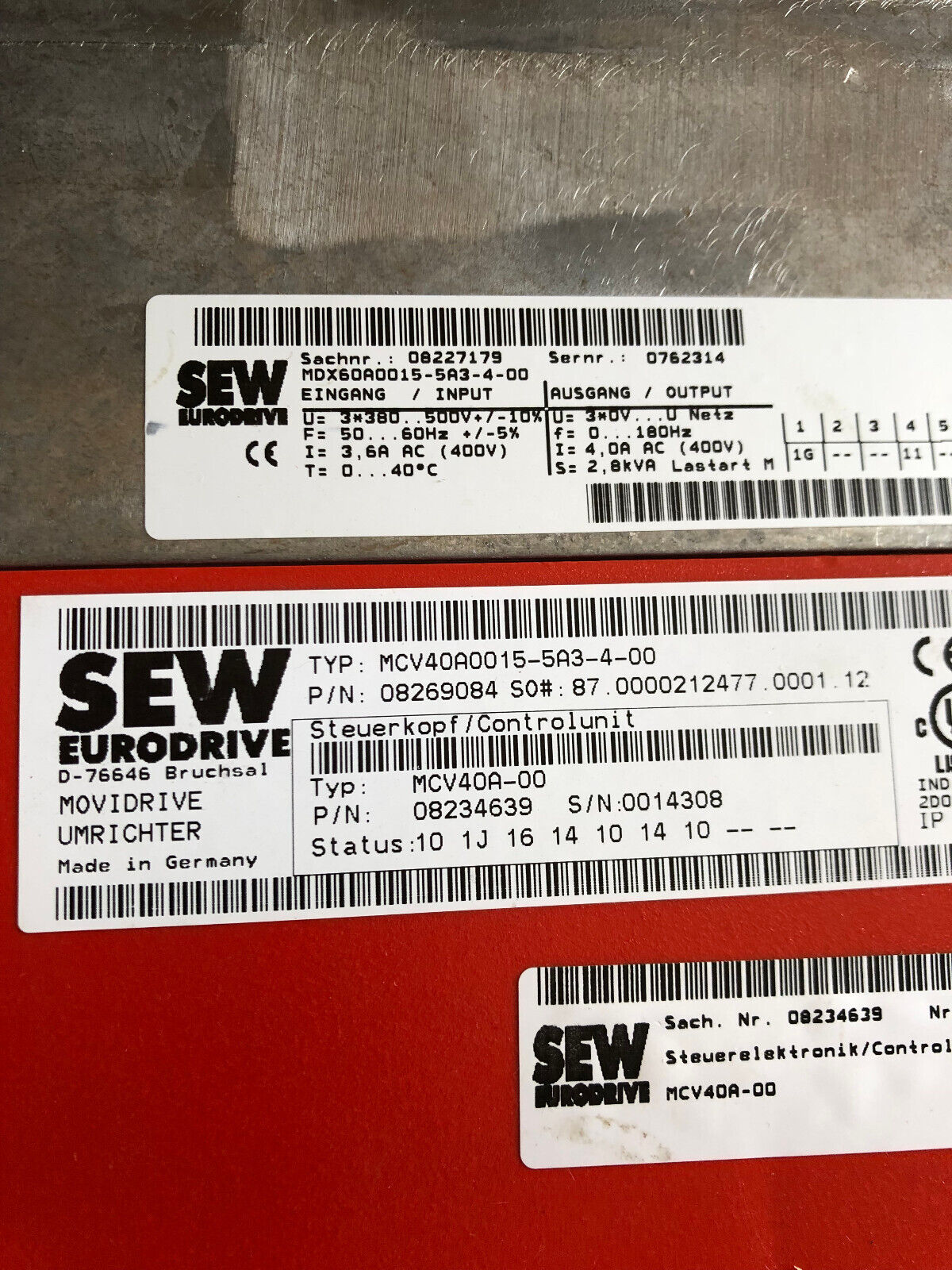 New Sew Eurodrive Mcv40a0015-5A3-4-00 Movidrive,Mcv40a-00, 5A3400,08269084,Al