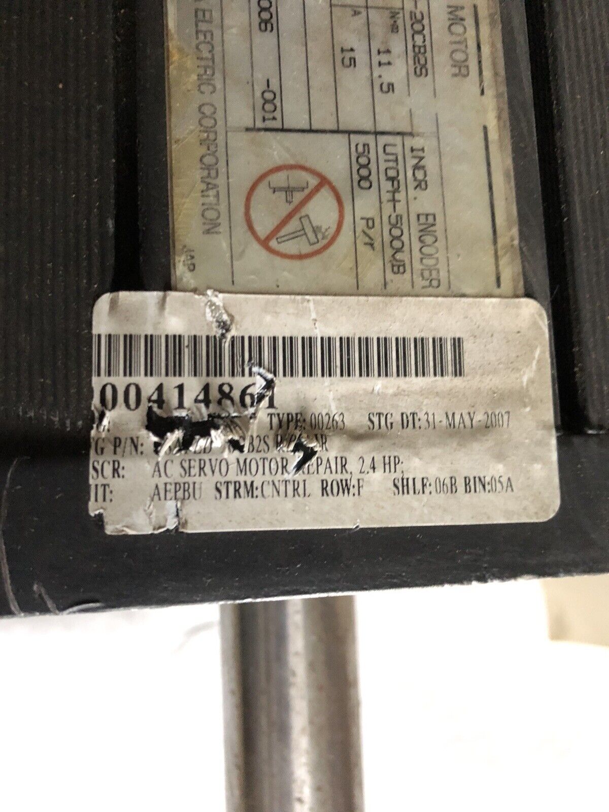 Yaskawa Usafed-20Cb2s Ac Servo Motor,1.8 Kw,1500 Rpm,15A,Al