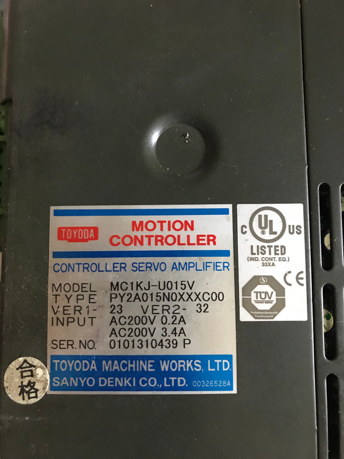 Toyoda Mc1kj-U015v Servo Amplifier Controller,Toyoda Mk1kj-Uo15,Ak,Ep,Eo