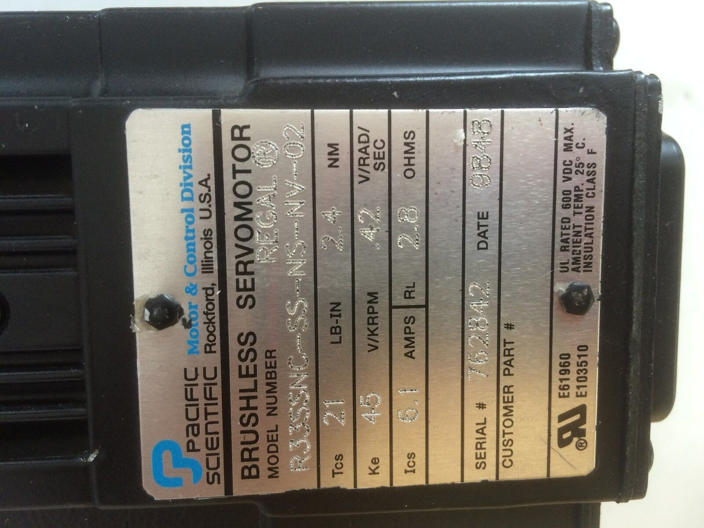 Pacific Scientific R33ssnc-Ss-Ns-Nv-O2,R33ssnc-Ss-Ns-Nv-02 Servo Motor,Bg