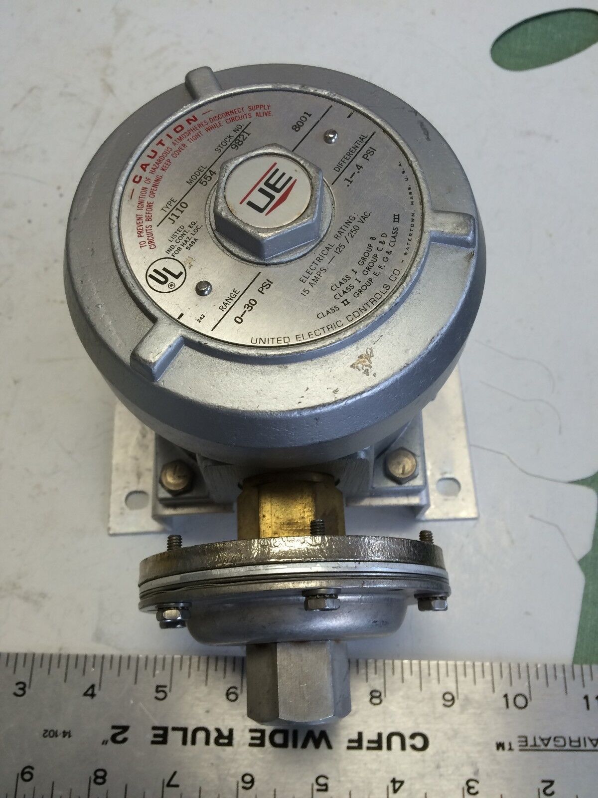 Ue Ji10 554,United Electric J110 554 9821 Pressure Switch 0-30Psi Ss 1/4" Npt,Ej