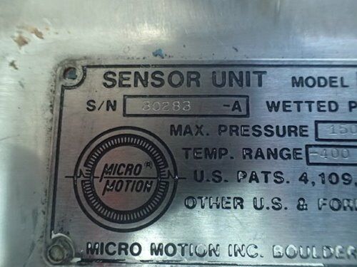 Micro Motion D150s-Af S/S Mass Flow Sensor, 1.5",Ck