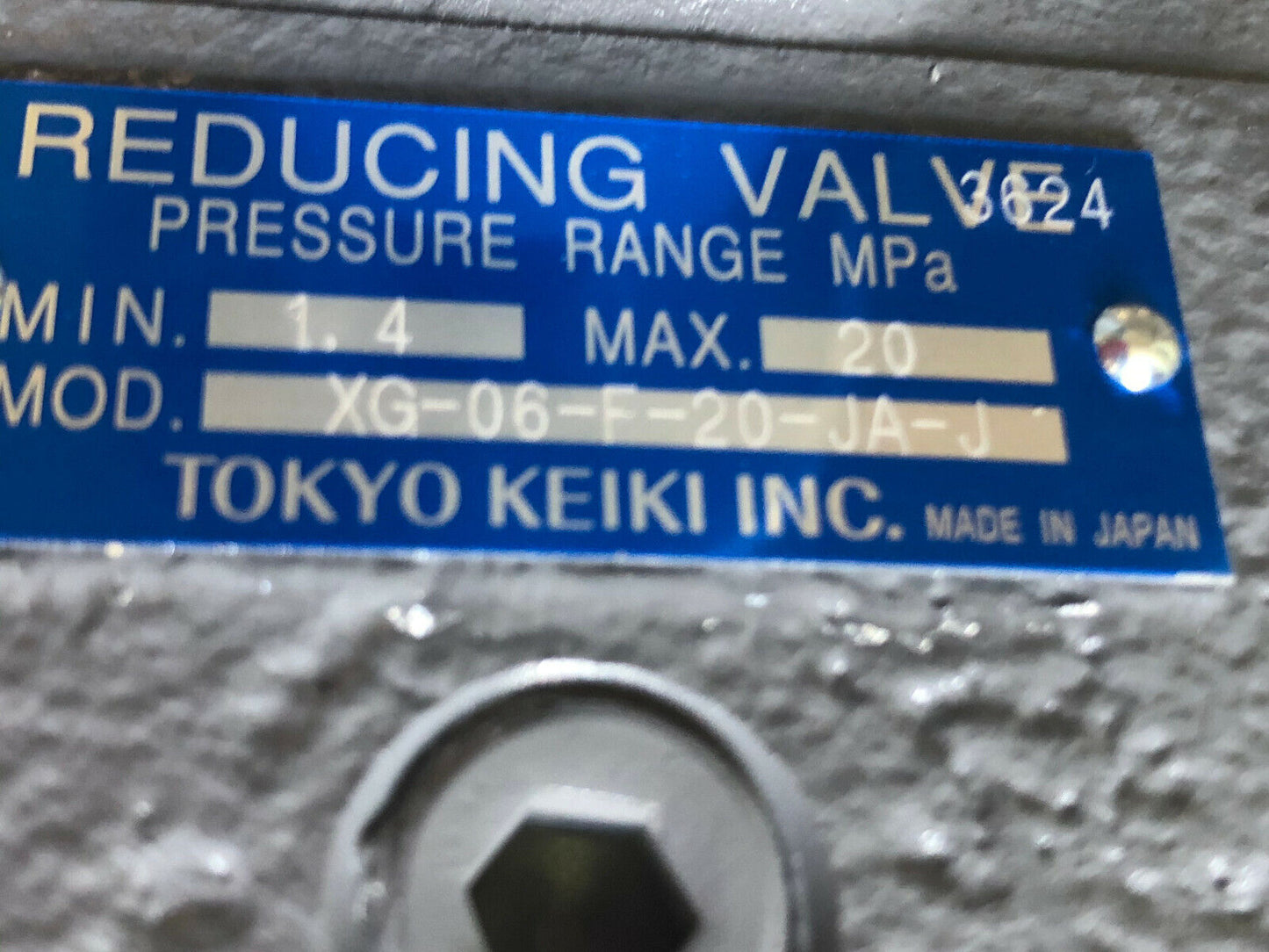 Tokyo Keiki Xg-06-F-20-Ja-J Reducing Valve,1.4-20Mpa,Min 1.4,Max 20 Mpa Valve,Ff