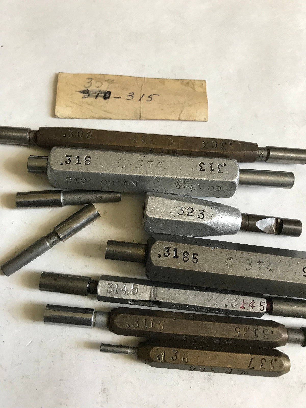 Mixed Lot Go No Go Smooth Plug Gages,.3115,.3135,.303,.308,.313,.3145,.3185,Es