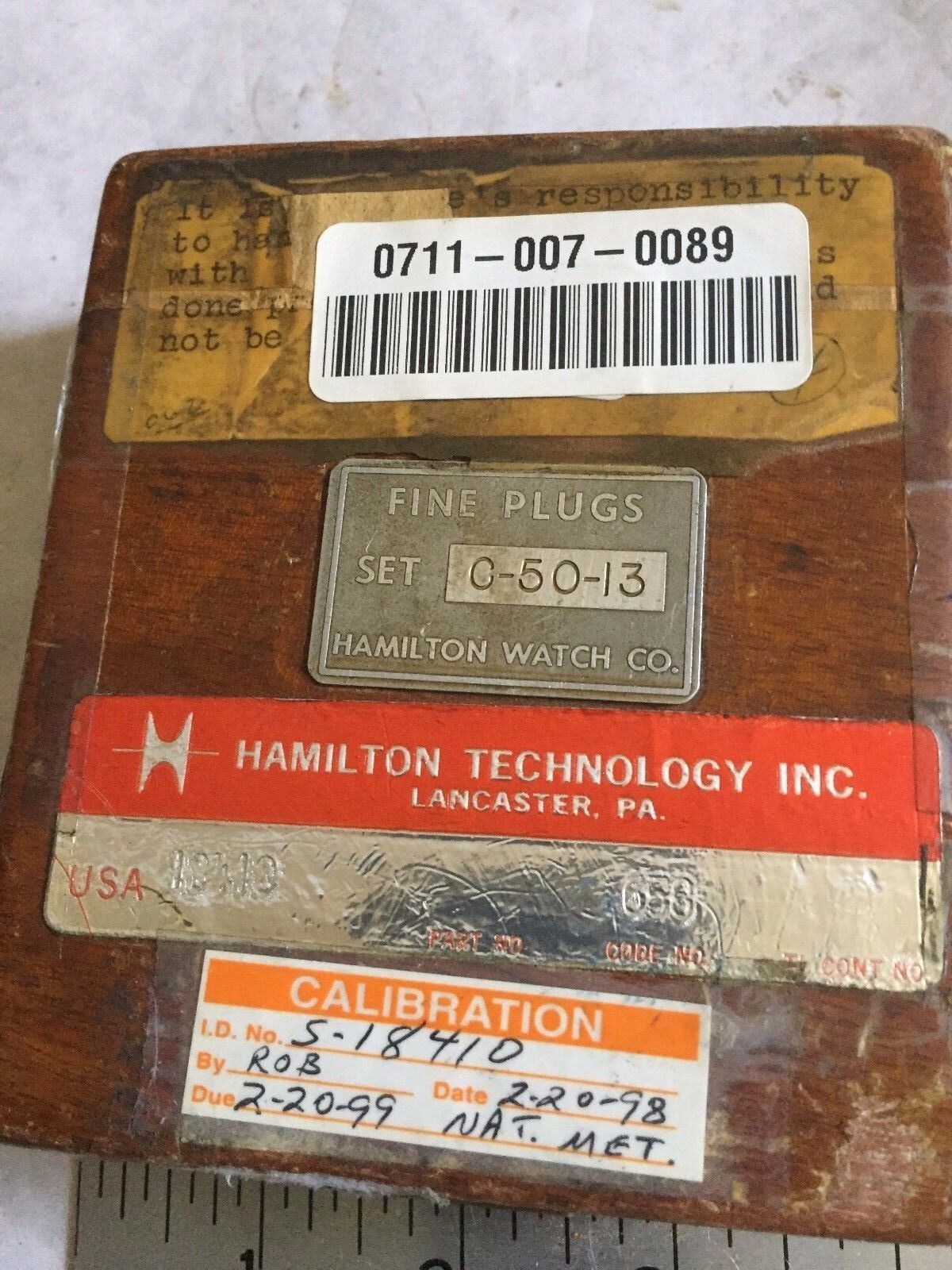 Hamilton C-50-13 ,1 Set Watch C-50-13 Gage Fine Plugs,Hamilton 0620-1200,Te