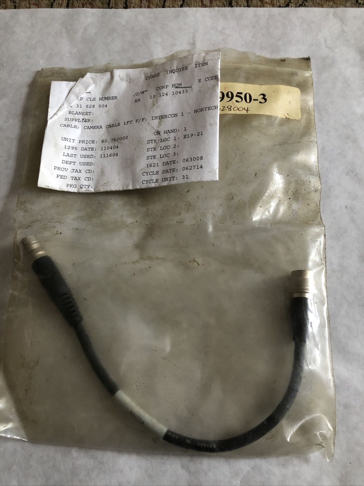 New 89950-3 Camera Nortech Intercon Cable,Er