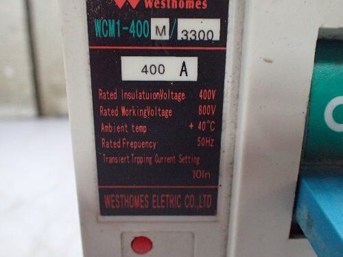 Westhomes Wcm1-400M/3300 Circuit Breaker,3P 400A 800V,Mccb 400A,Bi