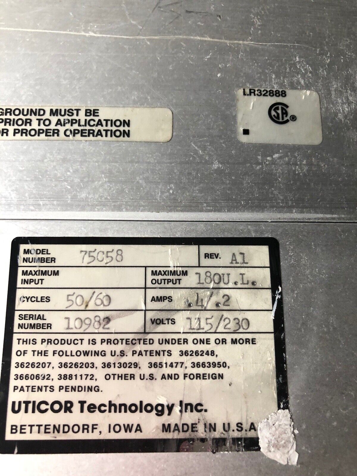 Uticor 75C58 Power Supply/Interface,S-D,Struthers-Dunn Director 4001,1.5A,Hc,Ev