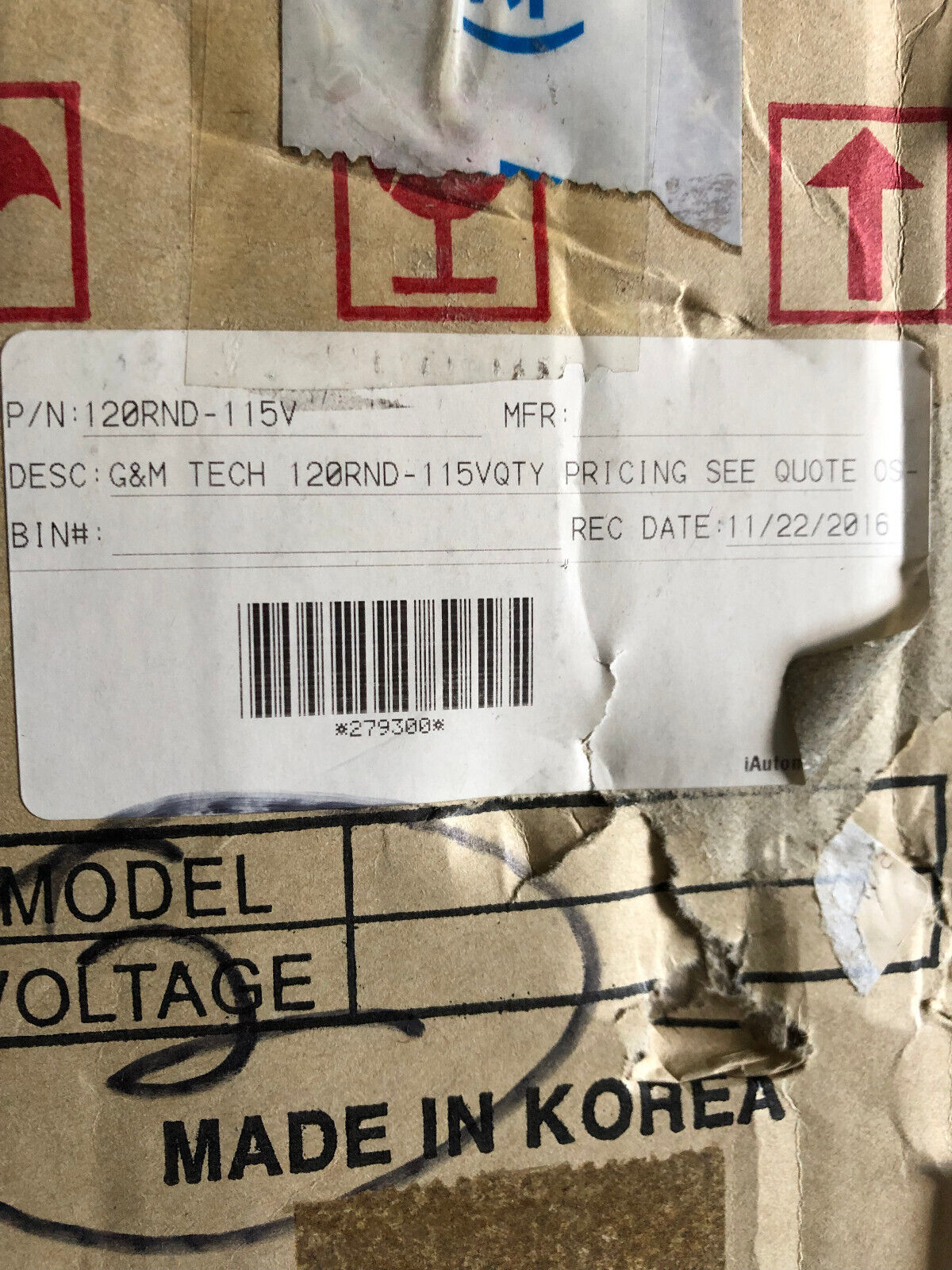 New G&M 120Rnd Oil-Less Rocking Piston Pump. 115Vac 4Bar,120Rnd-115V,An