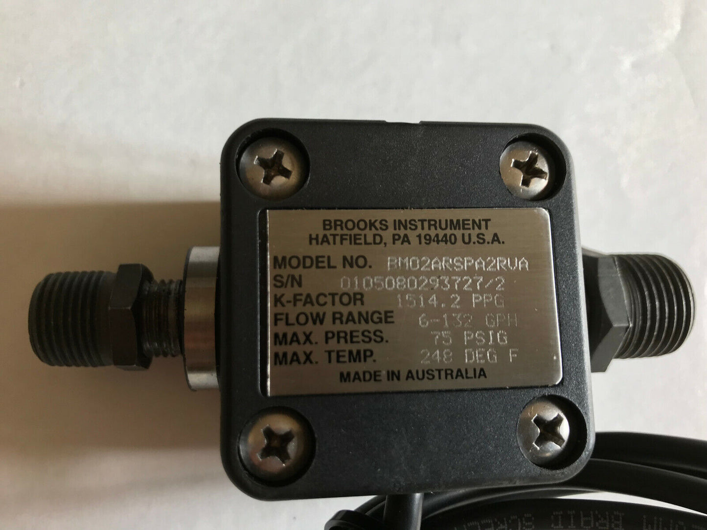 New 1/4" Npt Brooks Bm02arspa2rva Flowmeters,6-132 Gph,C46463,Th