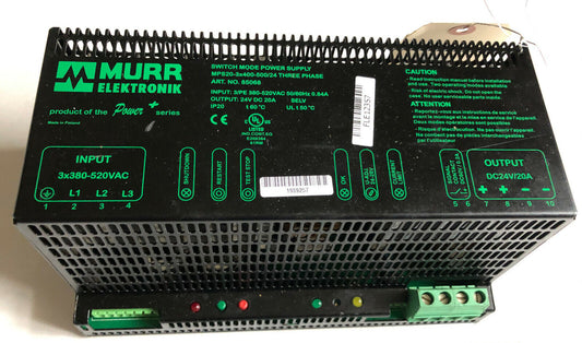 Murr Eletronik 85068 Switch Mode Power Supply,Mps20-3X400-500/24 Three ,Ek,Sj