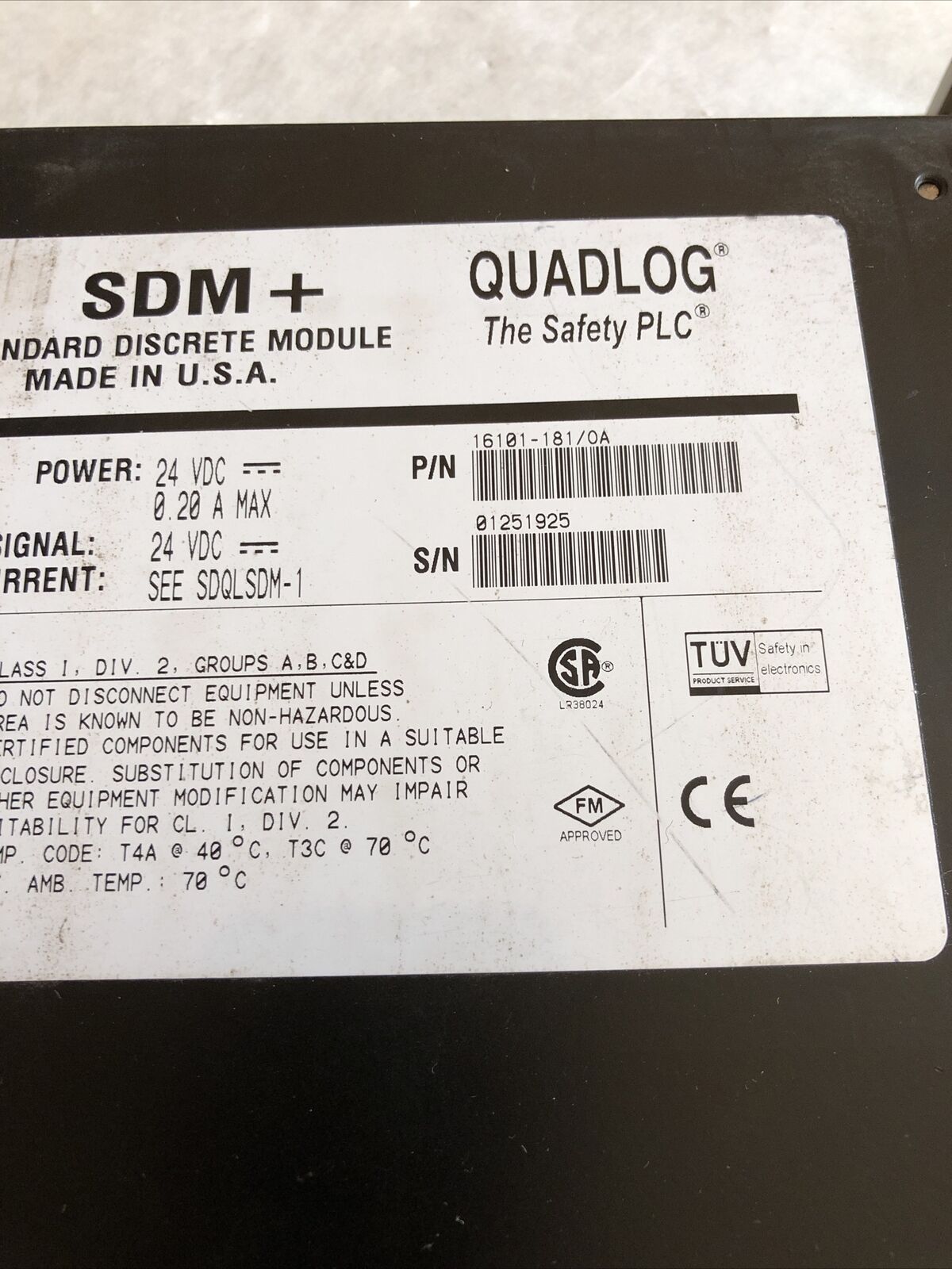 Moore Sdm+ Quadlog,Qlsdm024dcbbn,Sdm+ 24 Vdc,Standard Discrete Module,Bz
