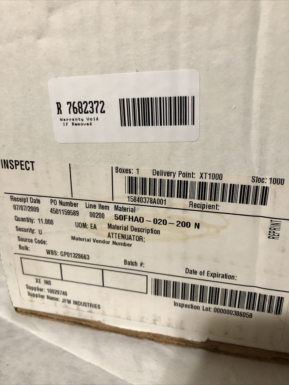 Jfw 50Fha0-020-200 N Industries Attenuator Fixed 20Db 200W 50Fhao-020-200 N,Ex
