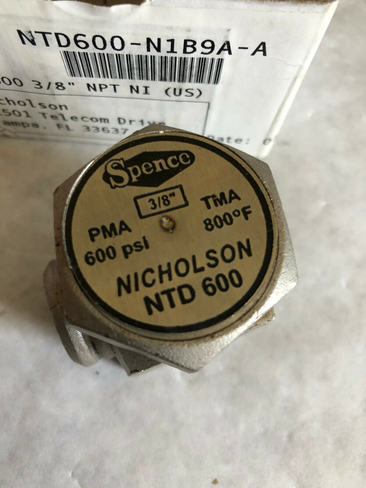 New 3/8 Spence Nyd600,Nicholson Ntd 600,800F,600Psi Thermodynamic Steam Trap,Bm