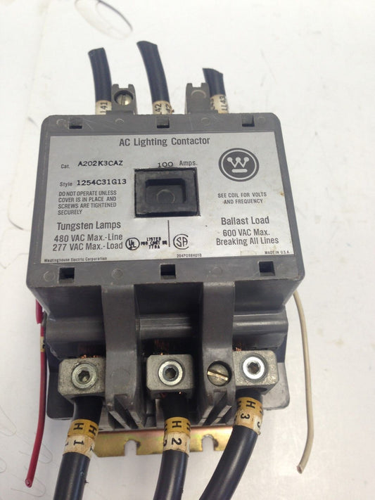 Westinghouse A202k3caz Ac Lighting Contactor,1254C31g13,600Vac,100A Contactor,Db