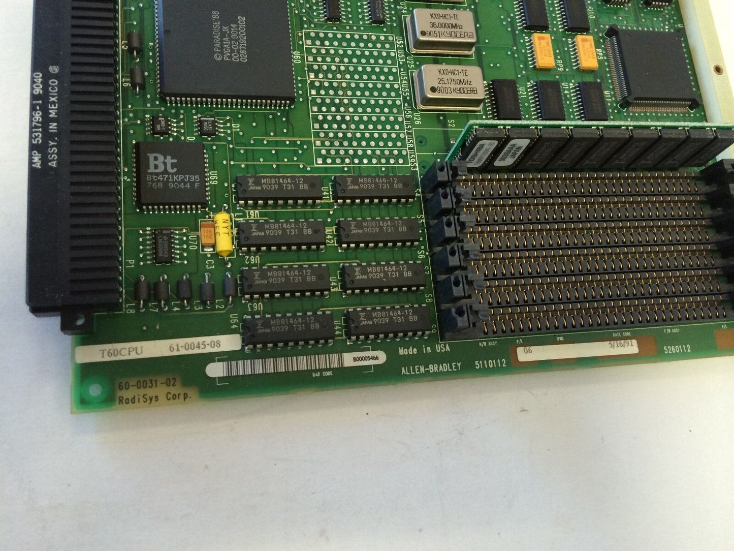 Allen-Bradley 6169-Cpu2 Processor 5110112,T60cpu 61-0045-08,60-004508,5260112,Fk