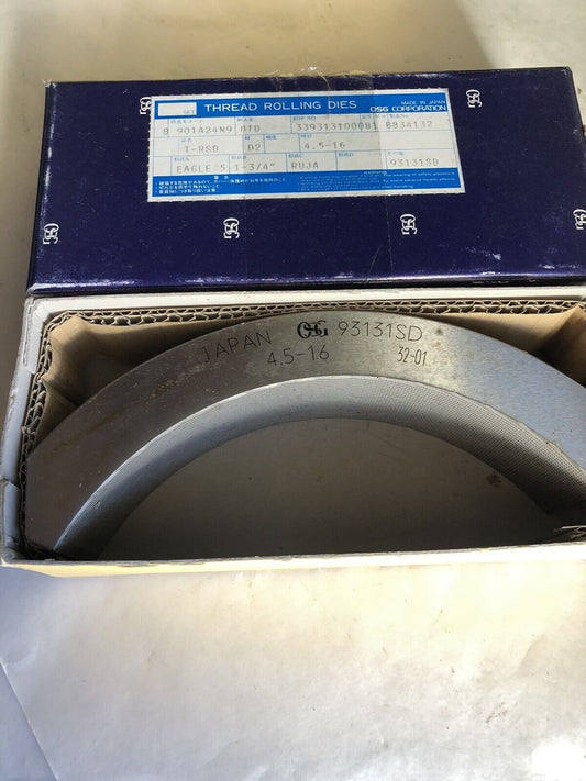 Osg Type B Eagle Precision Thread Rolling Dies,99111Sd,93131Sd,4.5-16, 32-01,Tk