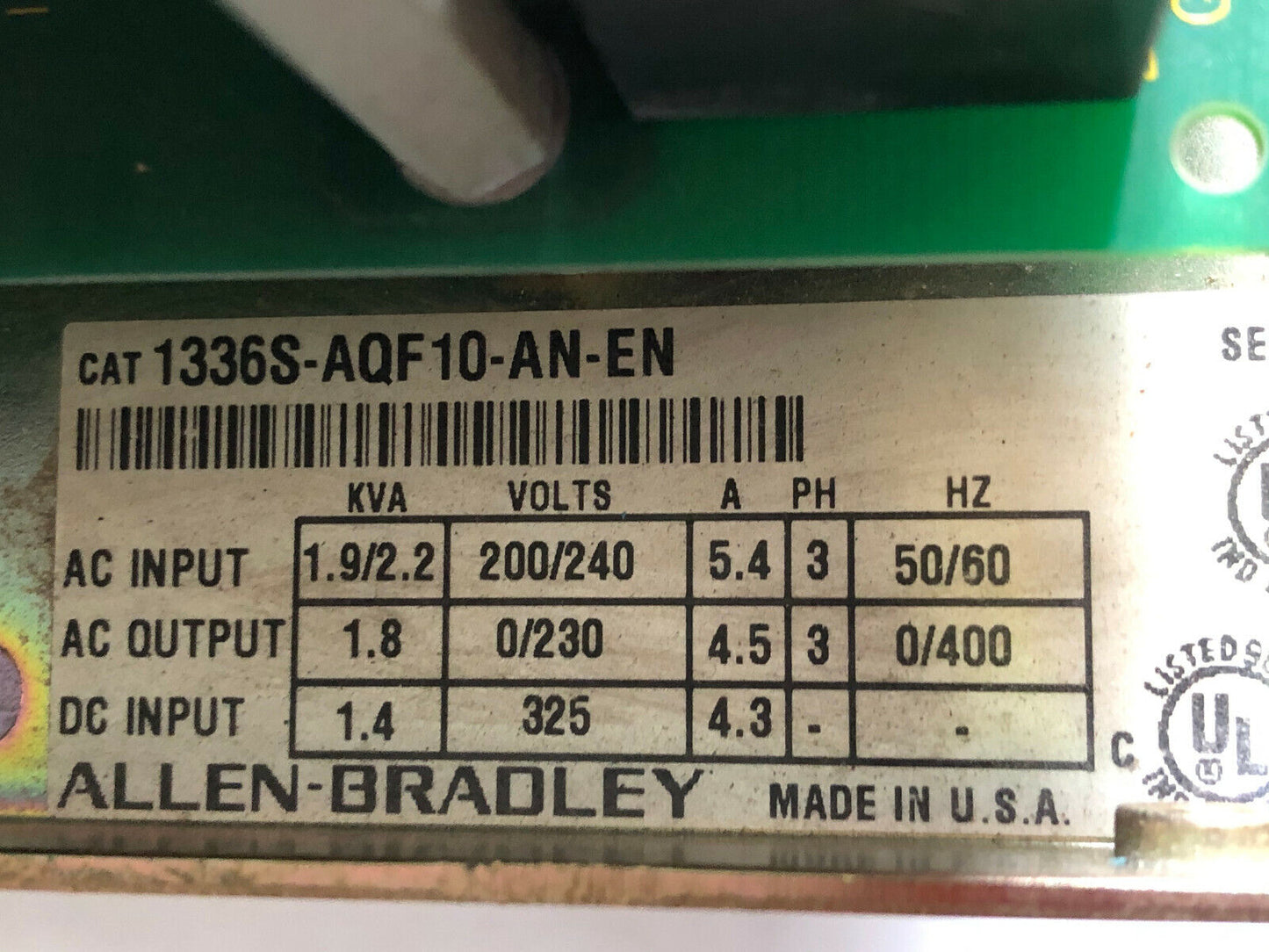 Allen Bradley 1336S-Aqf-10-An-En,1336-L6 1336S-En Ac Drive 1Hp,230V,Open E,Ew