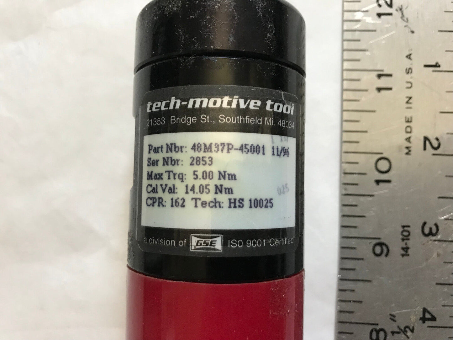 Tech-Motive 48M37p-45001,Gse Electronic Nutrunner Tool 3/8" Tech Hs 10025,Sc