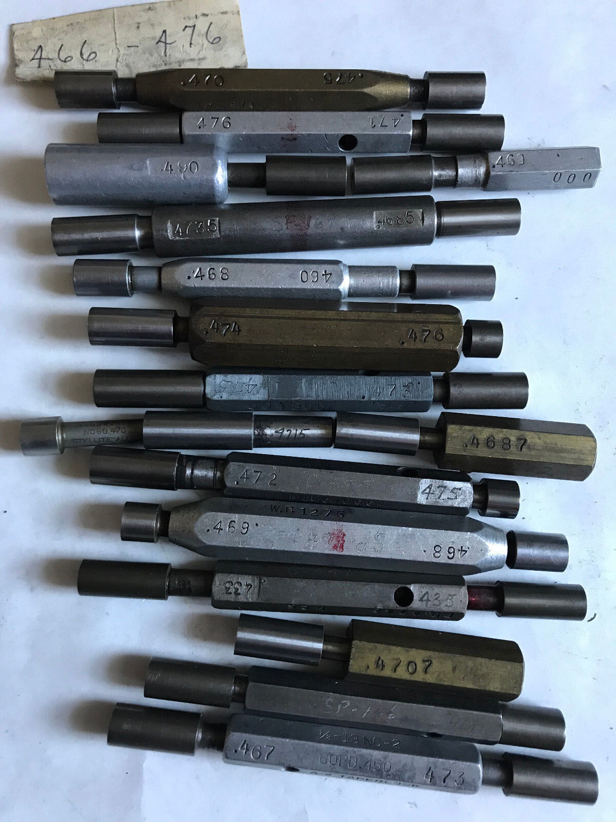Lot The Pipe Machinery Go No Go Plug Gage .474,.476,.468,.469,.4735,.466,.476,Sa