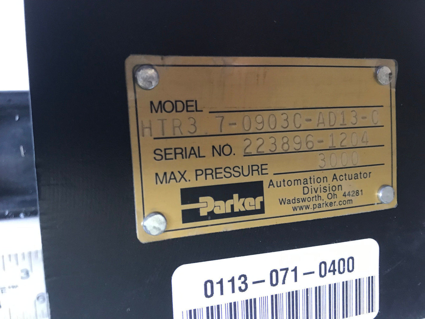 Parker Htr3 7-0903C-Ad13-C Hydraulic Rotary Actuator Htr3 90* Rotation,Htr3,Et