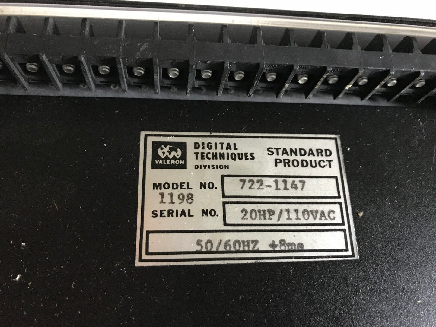 Valeron Digital Techniques 722-1147 1183 20Hp/110V 2-Way Limit Controller,Ak,Ep