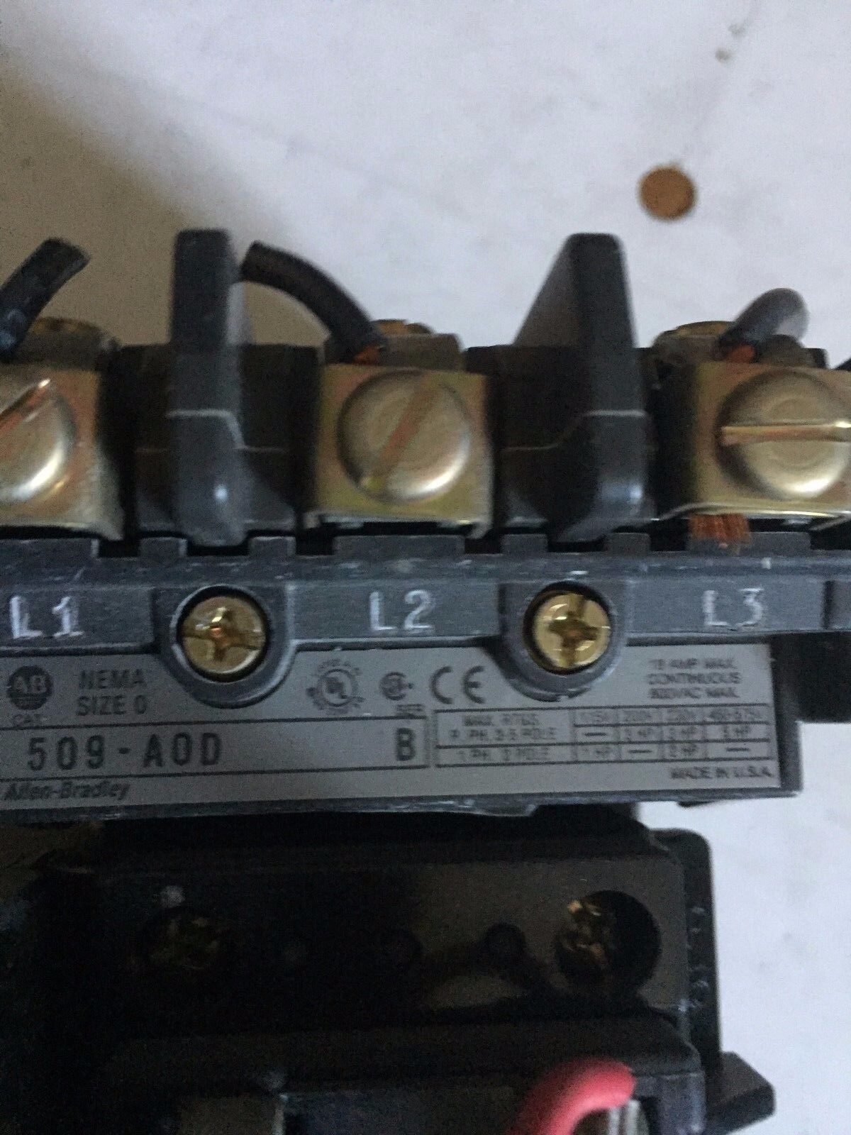 Allen-Bradley 509-Aod,509-A0d Nema Size 0,595-Aa C,Magnetic Starter 110V,Bw
