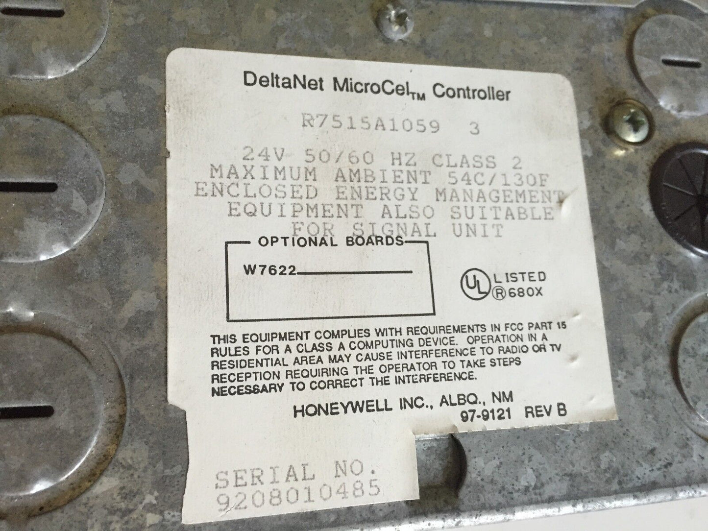 Honeywell R7515a1059 3 Controller Deltanet Microcel 24Vac 50/60Hz,Td