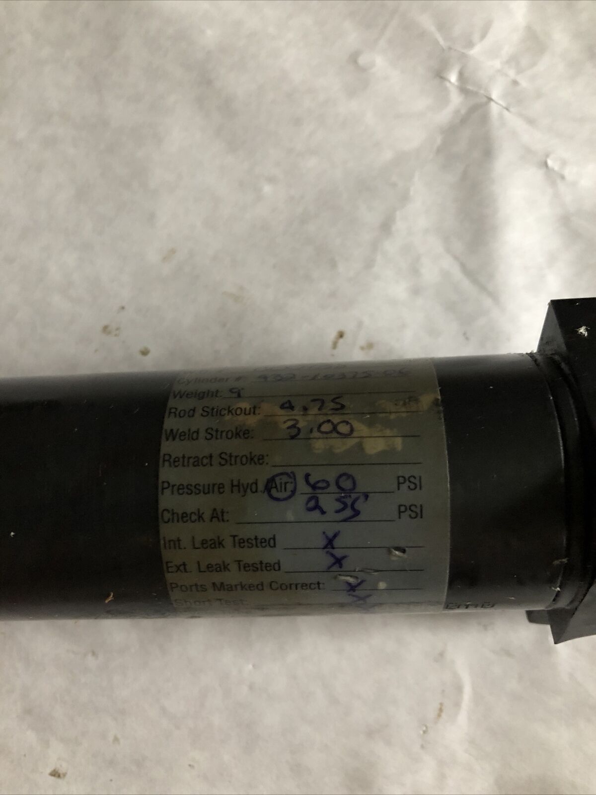 New Milco 432-10375-06 Welding Pneumatic Cylinder,Bi