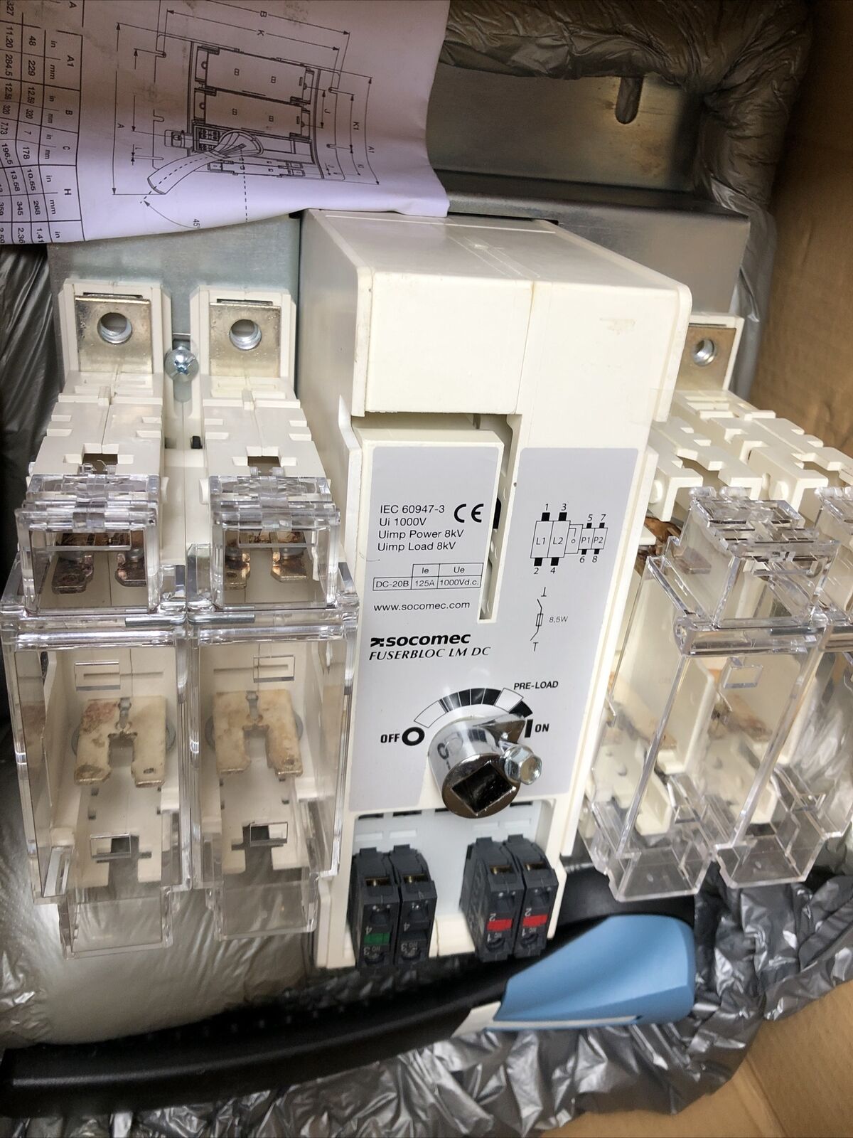 Socomec 38Dr 2012,Fuserbloc Lm Dc,Iec 60947-3 General Switch 125A,Ui 1000Vdc,Fm