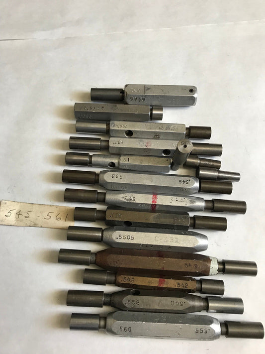 Lot 13 The Pipe Machinery Go No Go Plug Gage 550,.560,.555,.558,560,.545,.561,Et