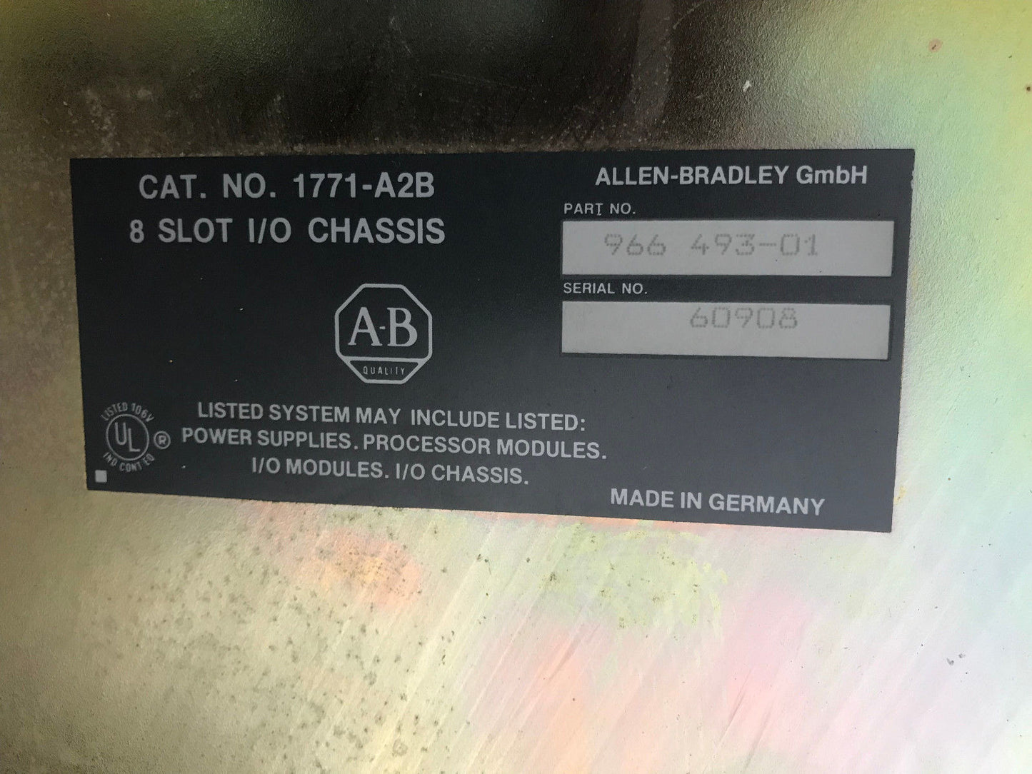 Allen Bradley 1771-A2b 8 Slot Chassis Mini-Plc-2/16 W/Power Supply I/O M,Sc