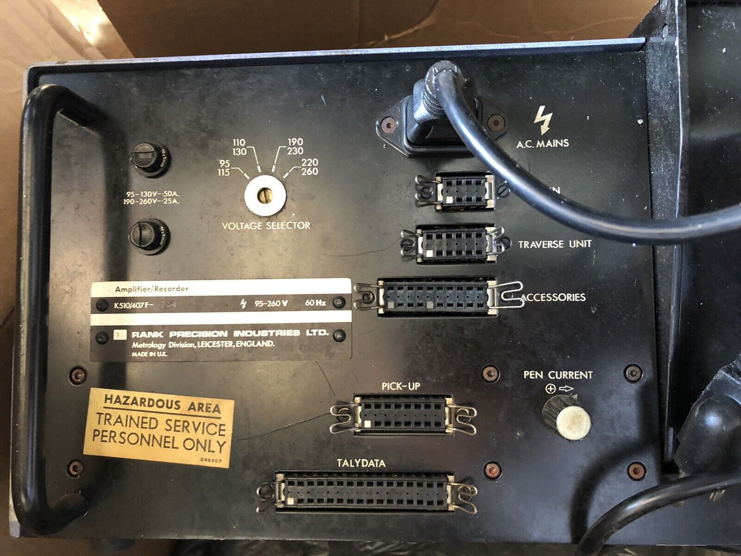 Rank K510/407F-1734 Taylor-Hobson K510/407 Recorder Amplifier,95-260Vac,Al