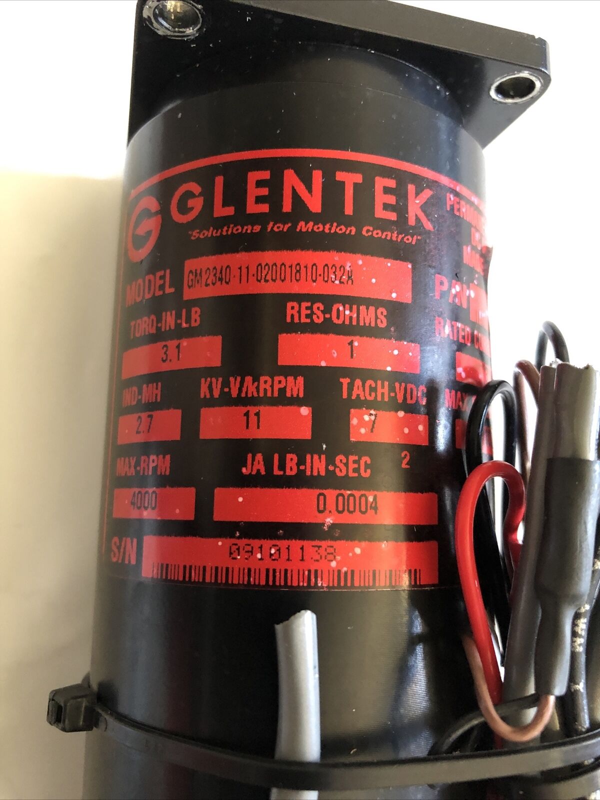 Glentek Gm2340-11-02001810-032A Dc Motor, 180 Vdc,Cr