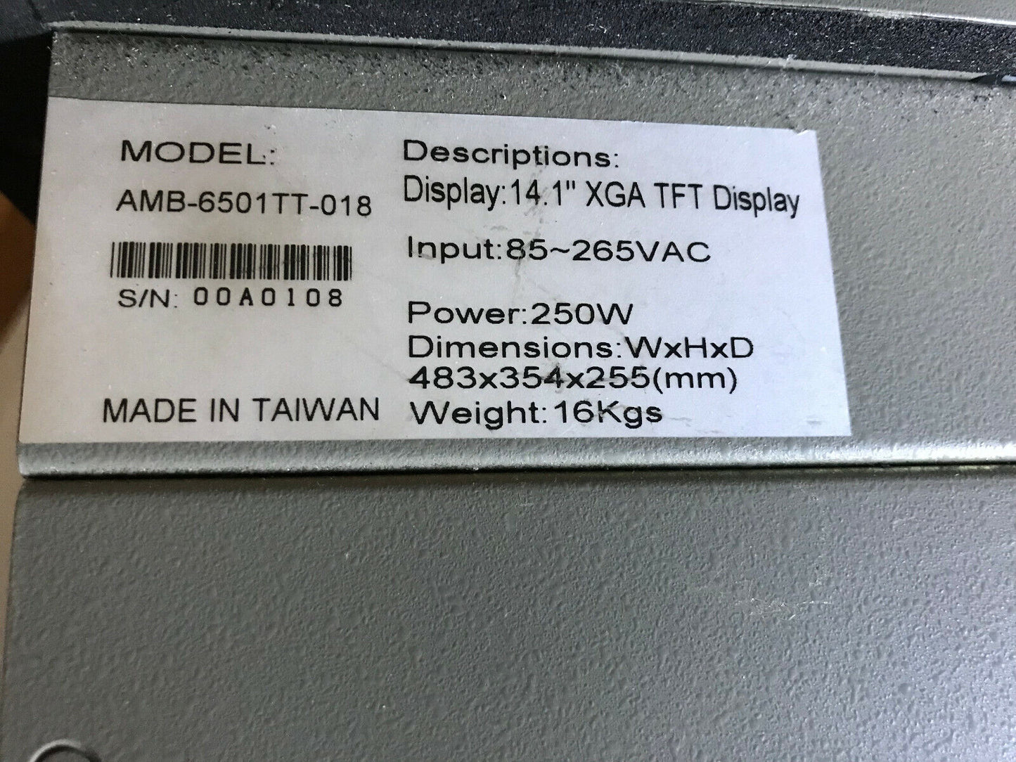 Acceed Amb-6501Tt-018 Industrial Pc. 14.1" Xga 250W, 85-265Vac,Amb-6501Tt018,Ab