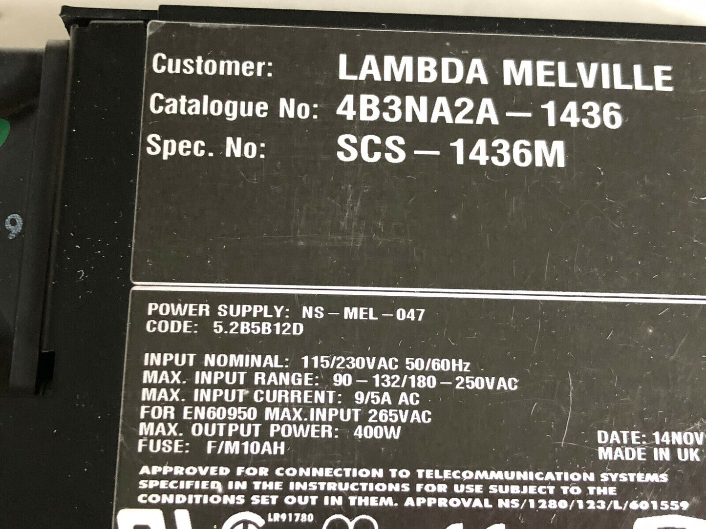 New Lambda 4B3na2a-1436, Scs-1436M,Omega Mml400,Power Supply,Mml400-E25535,Bm