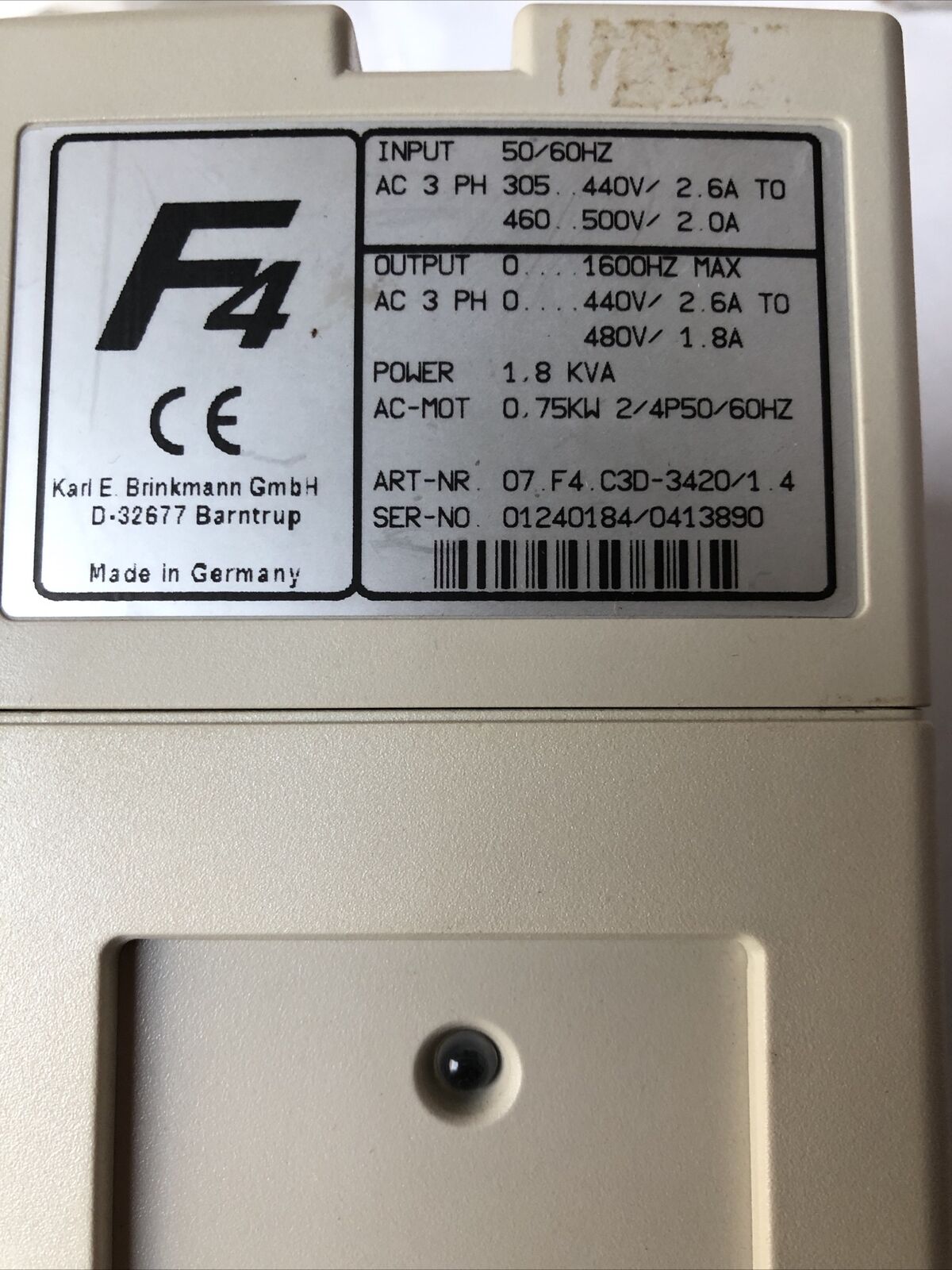 Keb 07.F4.C3d-3420/1.4 Combivert Controller F4,07 F4 C3d-3420/1.4,1.8 Kva,Fj