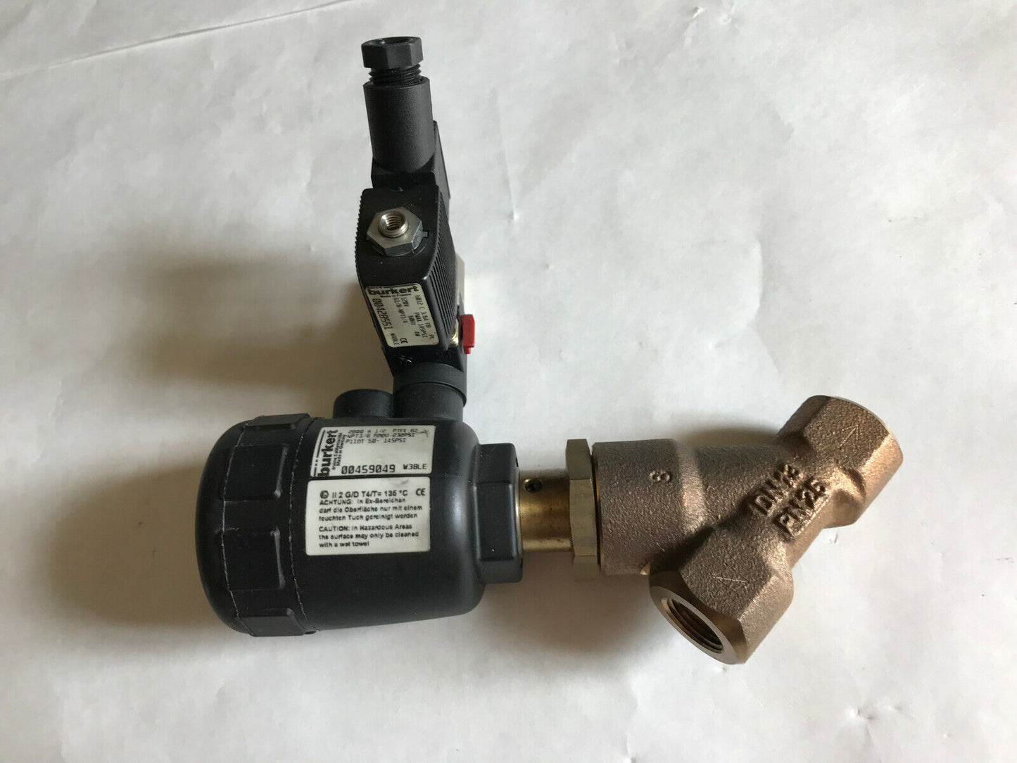3/8" Npt Burkert 2000-A-1/2 Ptfe Bz Pneumatic Piston Seat Valve Nc,00428551,Ag