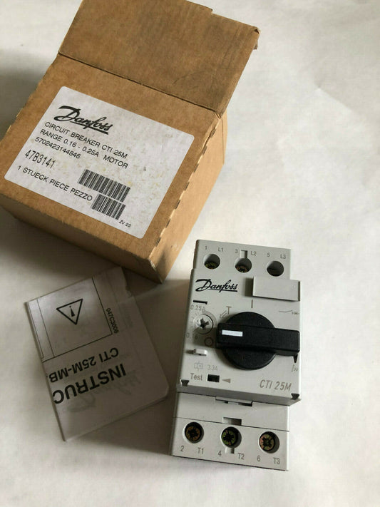 New Danfoss Cti 25M,47B3141 Circuit Breakers Danfoss Cti 25M 0.16-0.25A Motor,Bj